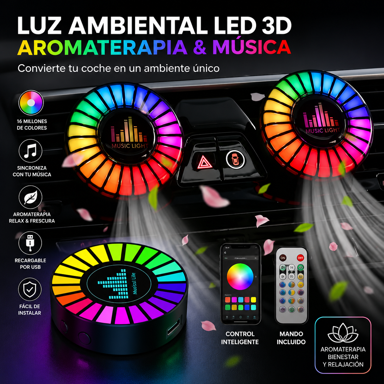 Ambientador LED RGB Premium para Coche